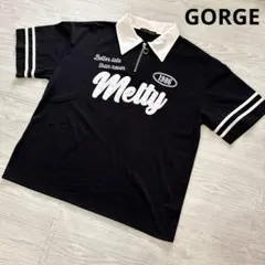 美品GORGE ロゴワッペン♪BIG Tシャツ　ダボTポロ黒ライン入りゴージのサムネイル