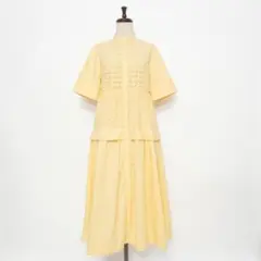 美品 組曲 レースシャーティングワンピース 黄色 サイズ9*ND1057