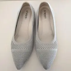 steppi 洗える メッシュパンプス シルバーラメ ポインテッドトゥ 24.5