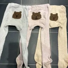ベビータイツ 3色セット 2-3yrs くまさんタイツ