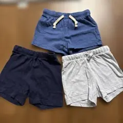 コットンパンツ 3枚セット ネイビー 青 水色 75cm