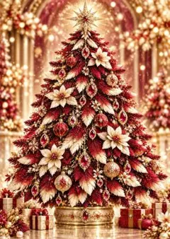レッド ジュエル クリスマスツリー アートポスター