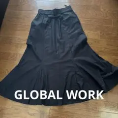 GLOBAL WORK 黒フレアロングマーメイドスカート ゴムウエスト数回着　Lのサムネイル