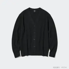 ユニクロ　ウォッシャブルミラノリブVネックカーディガン　ブラック　L