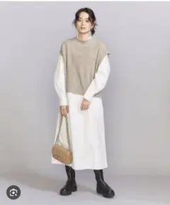バックスリット レイヤード フレア ワンピース -ウォッシャブル-