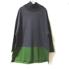 フラボア ネイビーグリーン タートルネックチュニック　オーバーサイズ