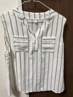 ホワイトストライプ ノースリーブシャツ XL