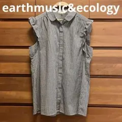 earthmusic&ecology ノースリーブフリル袖シャツ ギンガム