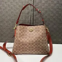 か*ん様 Coach ウィロウ　ショルダーバッグ ベージュ/オレンジ