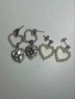 Laticce ハート型クリスタル・パールピアスセット