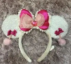 ディズニー　イヤリングカチューシャ　白　ピンク