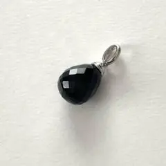 シルバー925 ブラックオニキス ファセットカット ドロップ ペンダント