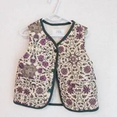 ZARA KIDS 花柄キルティングベスト 2-3y 98cm