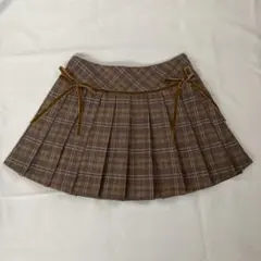 GRL インパン裏地付きチェック柄サイドリボンプリーツミニスカート[ks189]