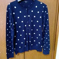 UNIQLO ネイビー ドット柄 カーディガン XL