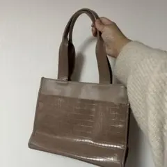 ブラウン 合成皮革 ハンドバッグ