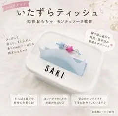 いたずらティッシュ　びよびよビーズ付き　ハンドメイド知育玩具のサムネイル