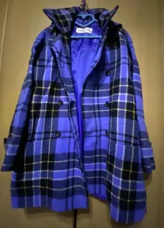 MICHEL KLEIN チェック柄 ダブルブレストピーコート　９Ａのサムネイル