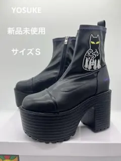 新品　未使用品　ヨースケ厚底ブーツ　猫刺繍ワッペン　サイズS