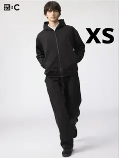 《美品》ユニクロC スウェットワイドパンツ 09 ブラック XS 丈標準
