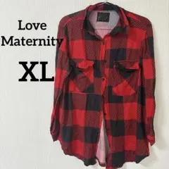 美品✨️ Love Maternity 【XL】赤 黒 チェック柄 長袖シャツ