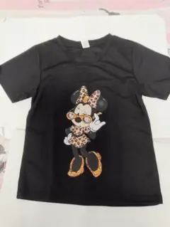 ミニーマウス ヒョウ柄 Tシャツ ブラック