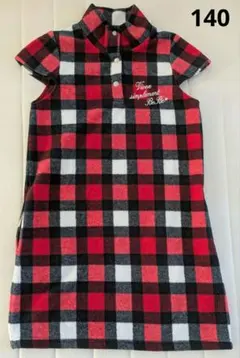 BeBe チェック柄 フリース　ワンピース140