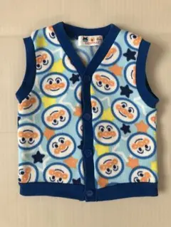 アンパンマン 裏起毛 チョッキ ベスト スリーパー　80cm 星柄 ブルー 青