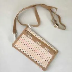 レスポートサック　ミニショルダー　ポシェット　お財布ショルダー　水玉　ドット　白