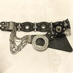 ブラック クロコダイル風 ベルト ブラック used