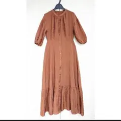 定価10,450円　Sサイズ☆Andemiu 7分袖ロングワンピース ブラウン
