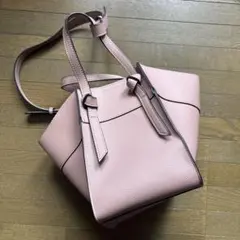 トートバッグ　ショルダーバッグ　ハンドバッグ　レザー調　ピンク　2WAY