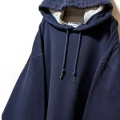チャンピオンChampion肉厚刺繍スウェットパーカーネイビー紺色2XL古着