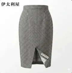 良品 伊太利屋 ギンガムチェック リネンスカート S 麻100% 日本製のサムネイル