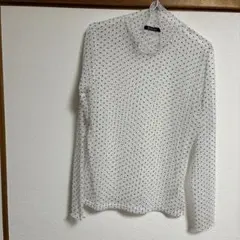ドット柄 ホワイト 長袖シャツ