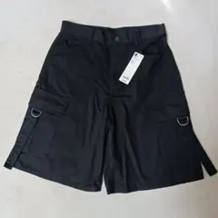 新品GUライトデニムカーゴハーフパンツ黒Lジーユー　カーゴパンツ