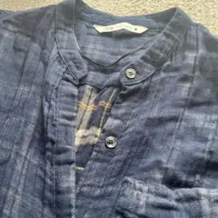 ZARAチェックガーゼロングシャツワンピースコットン春