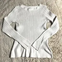 NATURAL BEAUTY BASIC ホワイト長袖ニット M