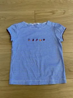 familiar 青白ストライプ Tシャツ