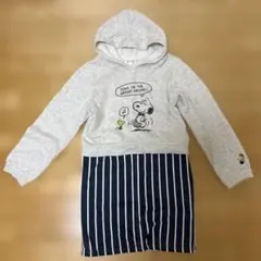 PEANUTS スヌーピー ワンピース グレー ストライプ 150サイズ