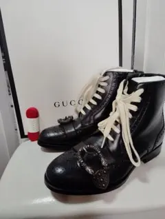 【未使用】GUCCI ブラック レザーブーツ