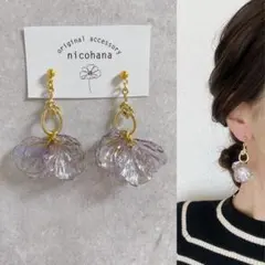 No. 203花びらピアス×ゴールド×フラワーピアス