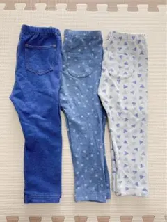ユニクロ　10分丈レギンス 3枚セット 90cm ドット柄 三角柄