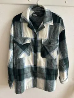 ZARA グリーン ホワイト チェックジャケット