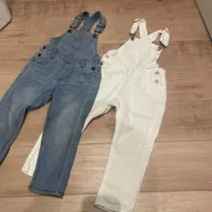 GLOBAL WORK オーバーオール S デニム・ホワイト　キッズ