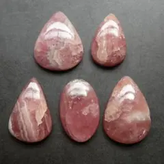 ①インカローズのカボション5点セット(ルース・マクラメネックレス)