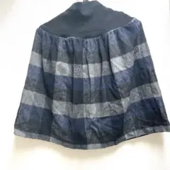 291 チェック柄ウエストゴムスカート 青×黒×グレー Mサイズ