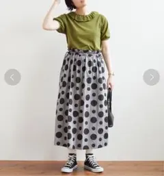 bulle de savon フレアスカート ブラックドットのサムネイル