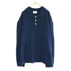 Heai 長袖ニット ポロシャツスタイル ネイビー　韓国ブランド　ガーリー