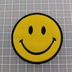【Mサイズ】アイロンワッペン スマイル 黄色 ニコちゃん ニコチャン